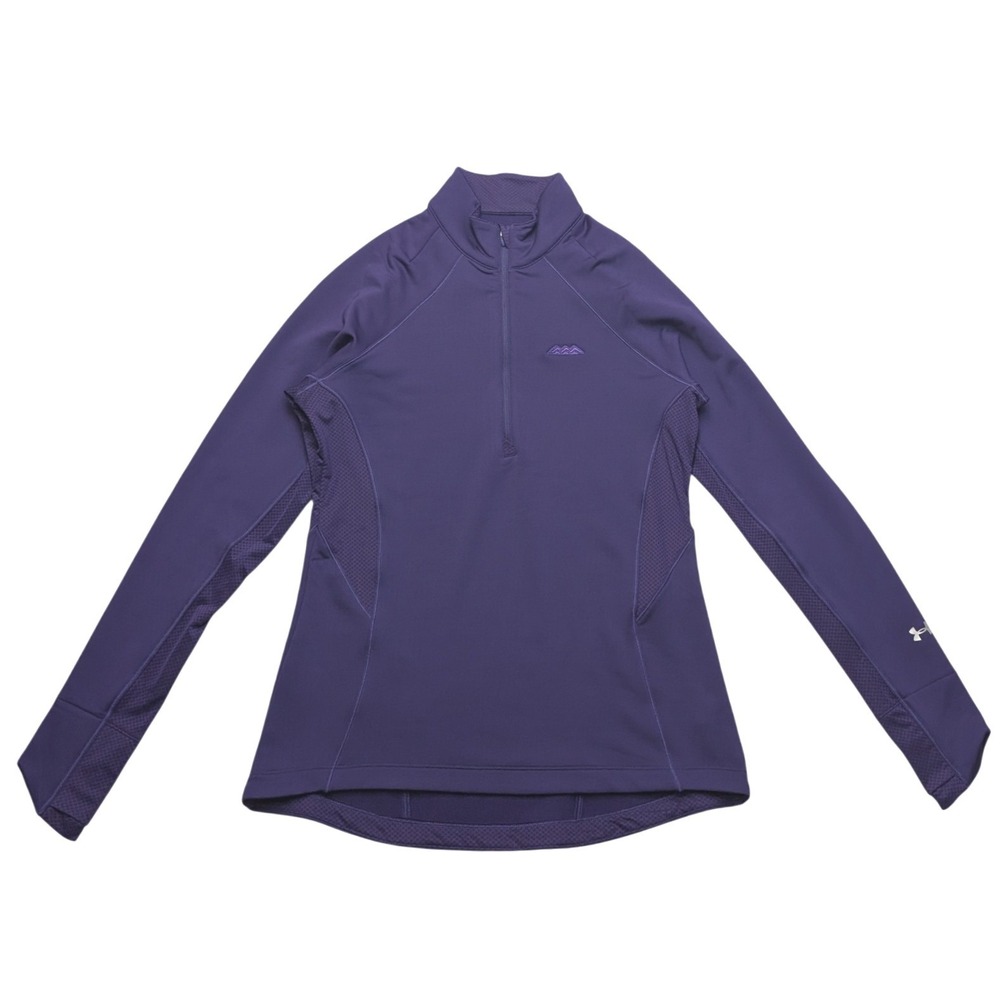 Under Armour ColdGear Quarter Zip Pullover Womens Large Purple Semi-Fitted Top